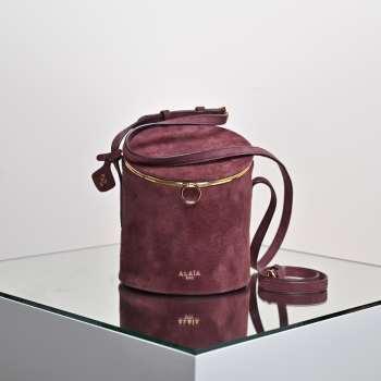Uubags Alaïa Burgundy La Canette Small Suede Shoulder Bag 13x16x13cm