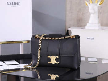 Uubags Celine Victoire Bag In Supple Calfskin Black with Gold Metal 25x15x8cm (H)