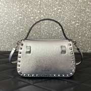 Uubags Valentino 23cm flap bag with handle and shoulder strap in elegant silver - 5