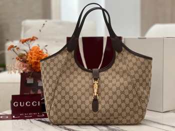 Uubags Gucci Mercato medium tote bag in sand and brown GG canvas 35x28x15cm