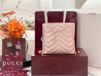 Uubags Gucci GG Marmont nano bucket bag in pink leather 16x17x6.5cm