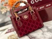 Uubags Gucci Diana crystals small tote bag in Rosso Ancora red velvet with GG crystal 20x15.5x10cm - 5