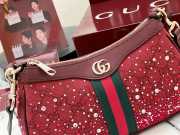 Uubags Gucci Ophidia crystals small shoulder bag in Rosso Ancora red GG canvas 26x15x6.5cm - 3