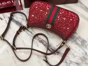 Uubags Gucci Ophidia crystals small shoulder bag in Rosso Ancora red GG canvas 26x15x6.5cm - 4