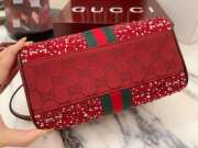 Uubags Gucci Ophidia crystals small boston bag in Rosso Ancora red GG canvas with gradient-effect crystals 21x13x11cm - 6