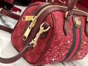 Uubags Gucci Ophidia crystals small boston bag in Rosso Ancora red GG canvas with gradient-effect crystals 21x13x11cm - 5