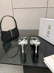 Uubags Dior slingback pumps with black trim and a bow detail in white 8.5cm - 5
