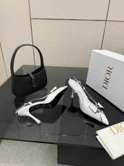 Uubags Dior slingback pumps with black trim and a bow detail in white 8.5cm - 2