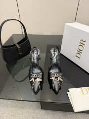 Uubags Dior slingback pumps with black trim and a bow detail in black 8.5cm - 1