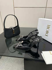 Uubags Dior slingback pumps with black trim and a bow detail in black 8.5cm - 6