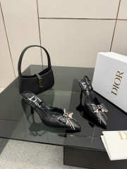 Uubags Dior slingback pumps with black trim and a bow detail in black 8.5cm - 4