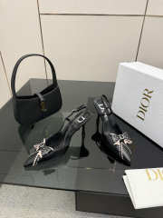 Uubags Dior slingback pumps with black trim and a bow detail in black 8.5cm - 3