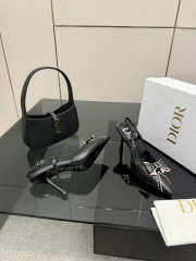 Uubags Dior slingback pumps with black trim and a bow detail in black 8.5cm - 2