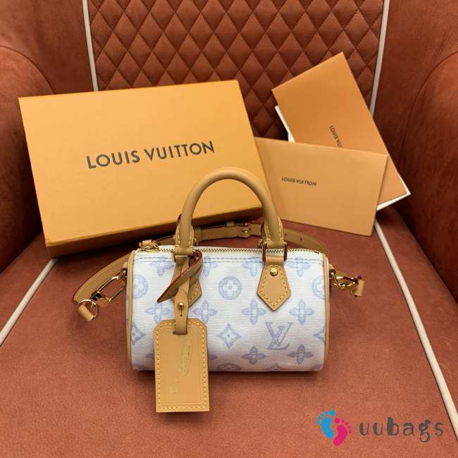 Uubags Louis Vuitton M28323 Nano Speedy Bag In Blue Courrier 16x10x7.5cm - 1