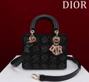 Uubags Lady Dior Small Bag in Black Cannage Beaded Embroidery with Gold-Finish Metal 20x16x8cm - 1