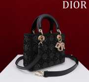 Uubags Lady Dior Small Bag in Black Cannage Beaded Embroidery with Gold-Finish Metal 20x16x8cm - 4