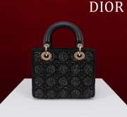 Uubags Lady Dior Small Bag in Black Cannage Beaded Embroidery with Gold-Finish Metal 20x16x8cm - 3