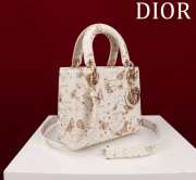 Uubags Lady Dior Small Handbag in White Calfskin with Zodiac Butterfly Print, Gold-Tone Hardware 20x16x8cm - 4