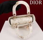 Uubags Lady Dior Small Handbag in White Calfskin with Zodiac Butterfly Print, Gold-Tone Hardware 20x16x8cm - 3