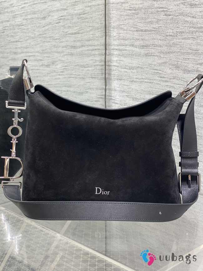 Uubags Dior Hobo Bag in Black Suede & Smooth Calfskin With Silver Hardware 28x24x8cm - 1