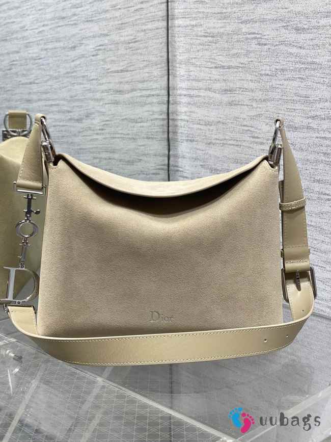 Uubags Dior Hobo Bag in Beige Suede & Smooth Calfskin With Silver Hardware 28x24x8cm - 1