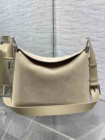 Uubags Dior Hobo Bag in Beige Suede & Smooth Calfskin With Silver Hardware 28x24x8cm