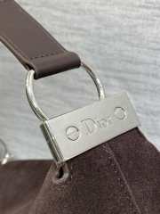Uubags Dior Hobo Bag in Dark Brown Suede & Smooth Calfskin With Silver Hardware 28x24x8cm - 2