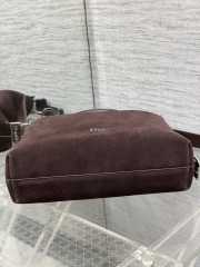 Uubags Dior Hobo Bag in Dark Brown Suede & Smooth Calfskin With Silver Hardware 28x24x8cm - 6
