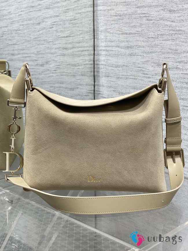 Uubags Dior Hobo Bag in Beige Suede & Smooth Calfskin With Gold Hardware 28x24x8cm - 1