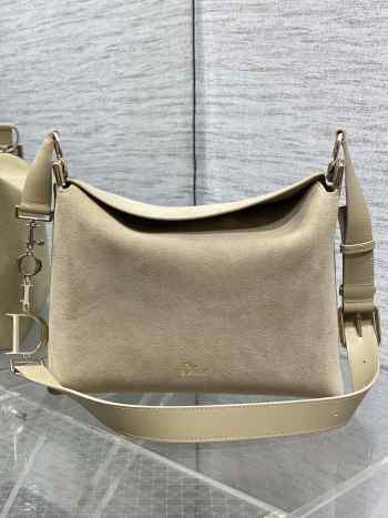 Uubags Dior Hobo Bag in Beige Suede & Smooth Calfskin With Gold Hardware 28x24x8cm