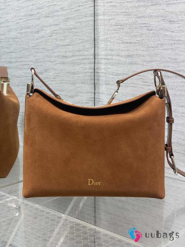 Uubags Dior Hobo Bag in Tan Suede & Smooth Calfskin With Gold Hardware 28x24x8cm - 1