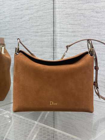 Uubags Dior Hobo Bag in Tan Suede & Smooth Calfskin With Gold Hardware 28x24x8cm
