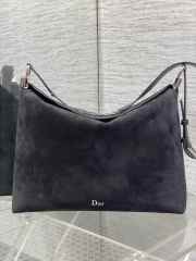 Uubags Dior Large Hobo Bag in Black Suede & Smooth Calfskin With Silver Hardware 39x29x11cm - 4