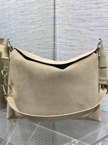 Uubags Dior Large Hobo Bag in Beige Suede & Smooth Calfskin With Gold Hardware 39x29x11cm