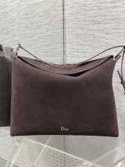 Uubags Dior Large Hobo Bag in Dark Brown Suede & Smooth Calfskin With Silver Hardware 39x29x11cm - 1