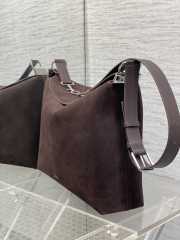 Uubags Dior Large Hobo Bag in Dark Brown Suede & Smooth Calfskin With Silver Hardware 39x29x11cm - 4