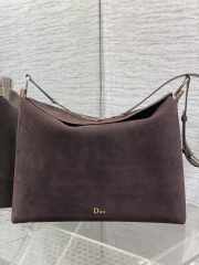 Uubags Dior Large Hobo Bag in Dark Brown Suede & Smooth Calfskin With Gold Hardware 39x29x11cm - 1