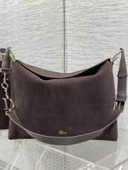 Uubags Dior Large Hobo Bag in Dark Brown Suede & Smooth Calfskin With Gold Hardware 39x29x11cm - 6