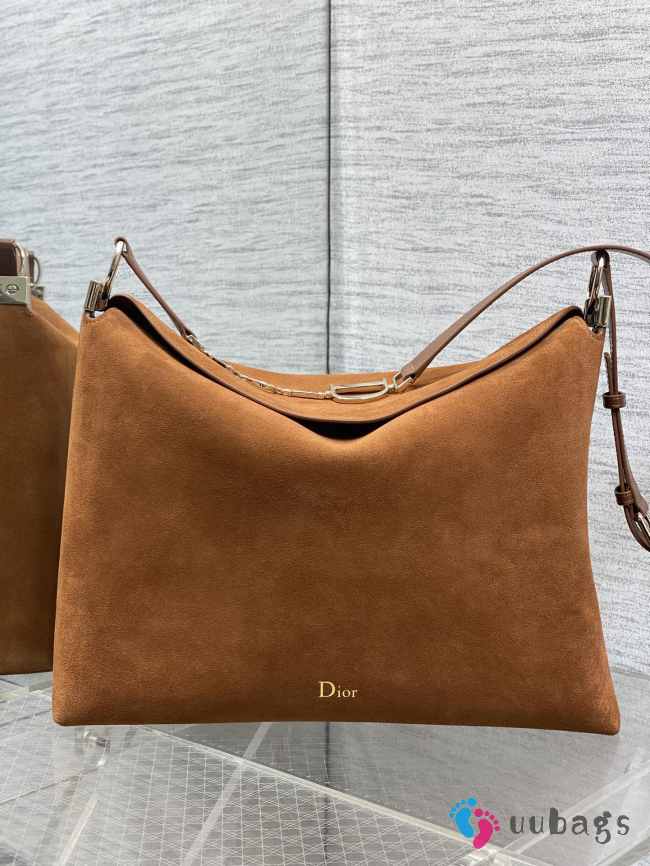 Uubags Dior Large Hobo Bag in Tan Suede & Smooth Calfskin With Gold Hardware 39x29x11cm - 1