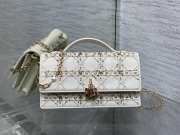 Uubags Miss Dior Micro Hand-Beaded Embroidered Top Handle Bag In White/Gold 24x7.5x14cm - 1
