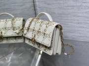 Uubags Miss Dior Micro Hand-Beaded Embroidered Top Handle Bag In White/Gold 24x7.5x14cm - 4