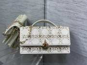 Uubags Miss Dior Micro Hand-Beaded Embroidered Top Handle Bag In White/Gold 24x7.5x14cm - 3