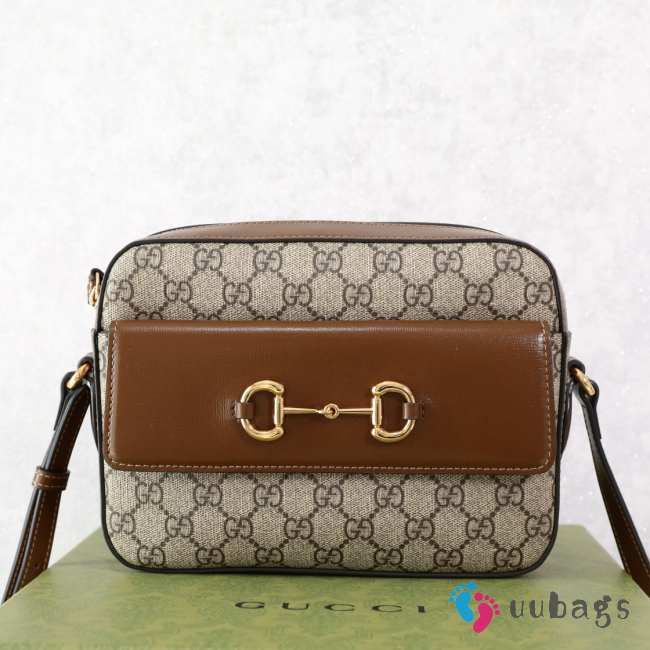 Uubags Gucci Horsebit 1955 Small Brown Leather Camera Bag 24.5x17x6.5cm - 1