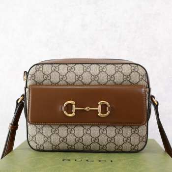 Uubags Gucci Horsebit 1955 Small Brown Leather Camera Bag 24.5x17x6.5cm