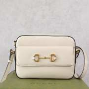 Uubags Gucci Horsebit 1955 Small White Leather Camera Bag 24.5x17x6.5cm - 1