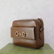 Uubags Gucci Small Horsebit 1955 Brown Leather Camera Bag 24.5x17x6.5cm - 6