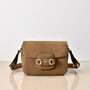 Uubags Gucci Horsebit 1955 Aura mini shoulder bag in brown suede leather 19.5x15x9cm - 1