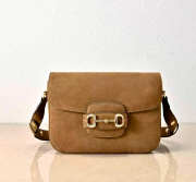 Uubags Gucci Horsebit 1955 Aura small shoulder bag in brown suede leather 26x17.5x10cm - 1