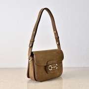 Uubags Gucci Horsebit 1955 Aura small shoulder bag in brown suede leather 26x17.5x10cm - 6