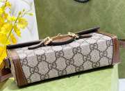 Uubags Gucci Horsebit 1955 mini bag in beige and dark brown GG Supreme 18x12x5cm - 3